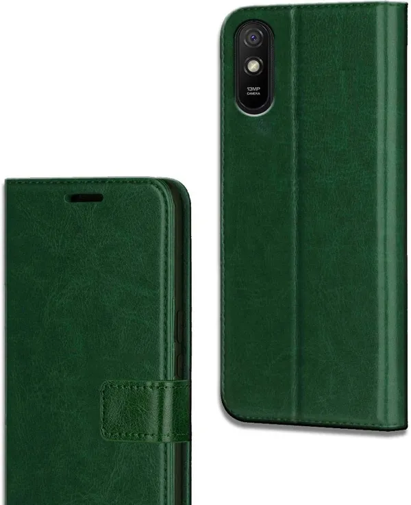 Green_Leather_Redmi_9A&Redmi_9i&Redmi_9i_Sport_Flip_Cover