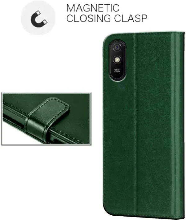 Green_Leather_Redmi_9A&Redmi_9i&Redmi_9i_Sport_Flip_Cover