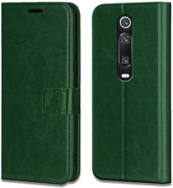 Green_Leather_Mi_K20_Flip_Cover