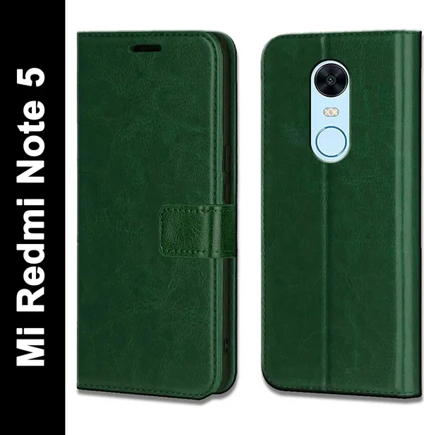 Green_Leather_Mi_Redmi_Note_5_Flip_Cover