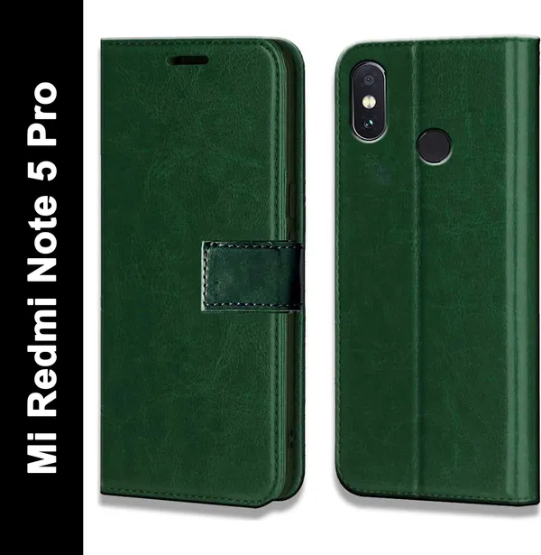 Green_Leather_Mi_Redmi_Note_5_Pro_Flip_Cover