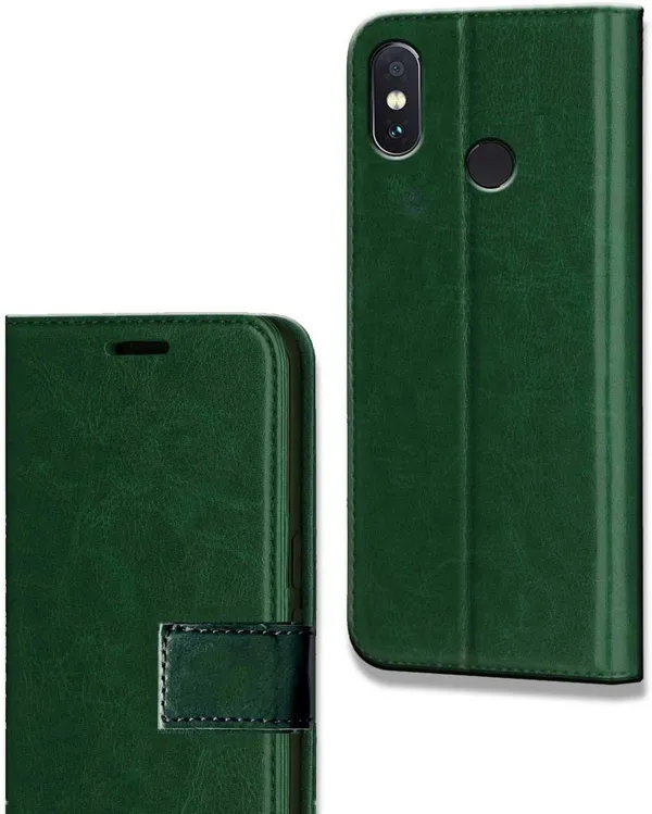 Green_Leather_Mi_Redmi_Note_5_Pro_Flip_Cover