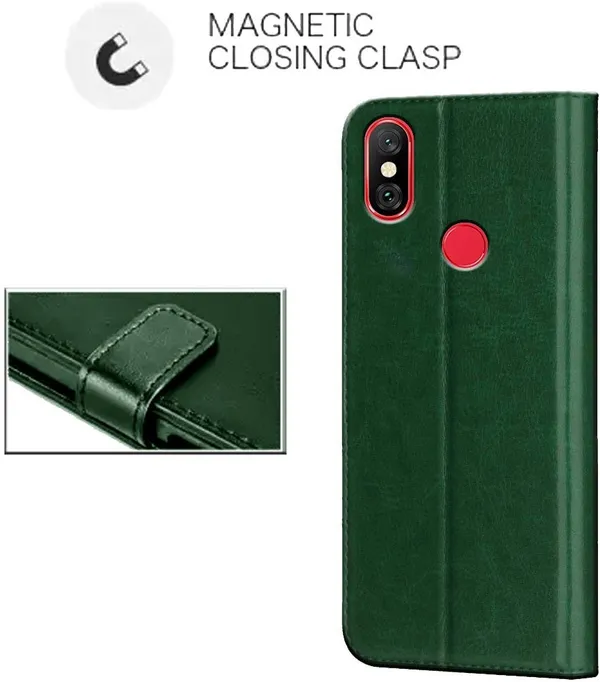 Green_Leather_Mi_Redmi_Note_6_Pro_Flip_Cover