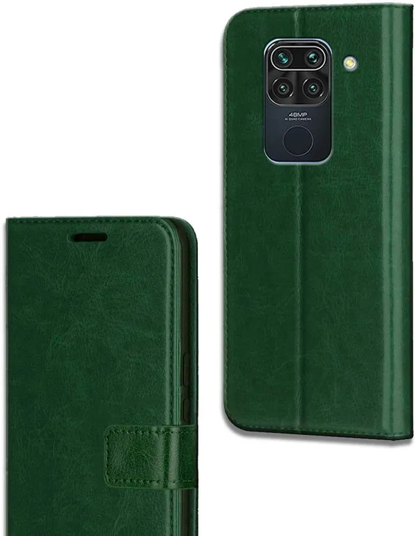 Green_Leather_Redmi_Note_9_Flip_Cover