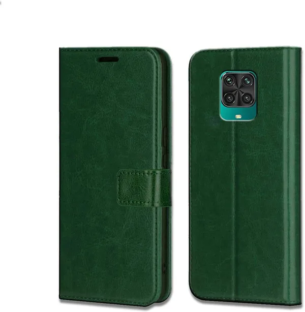 Green_Leather_Redmi_Note_9_Pro_Flip_Cover