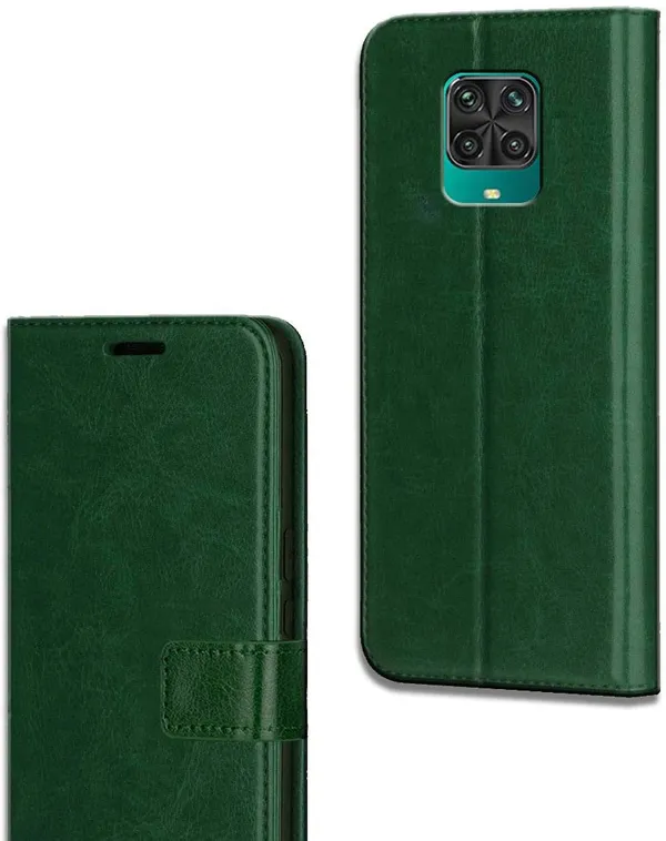 Green_Leather_Redmi_Note_9_Pro_Flip_Cover