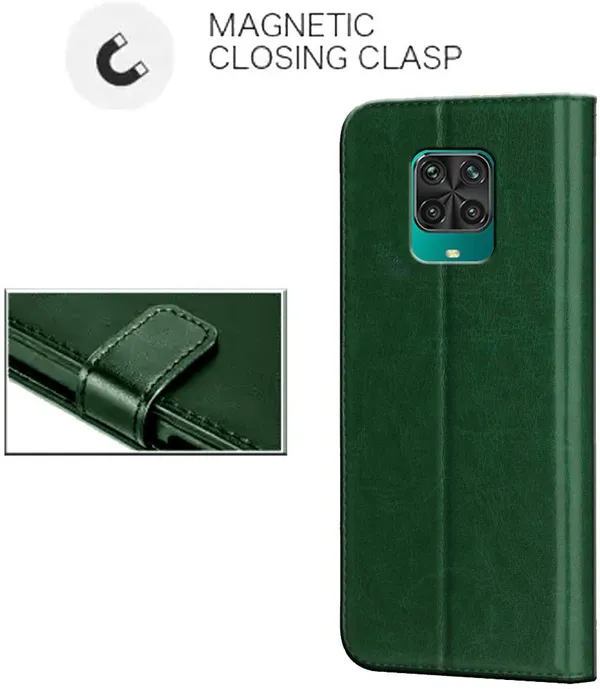 Green_Leather_Redmi_Note_9_Pro_Flip_Cover