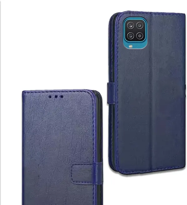 Blue_Leather_Samsung_Galaxy_A12_Flip_Cover