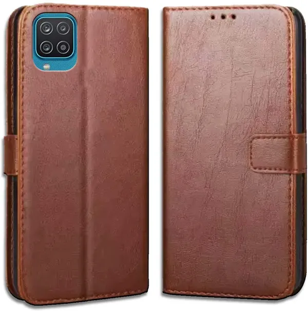 Brown_Leather_Samsung_Galaxy_A12_Flip_Cover