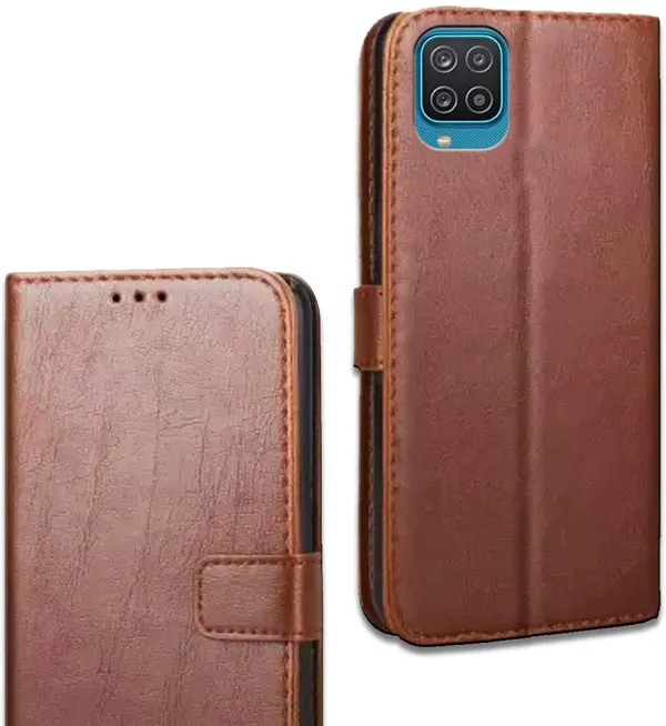 Brown_Leather_Samsung_Galaxy_A12_Flip_Cover