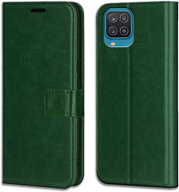 Green_Leather_Samsung_Galaxy_A12_Flip_Cover