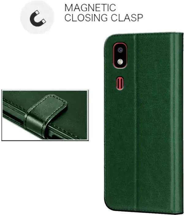 Green_Leather_Samsung_Galaxy_A2_Core_Flip_Cover