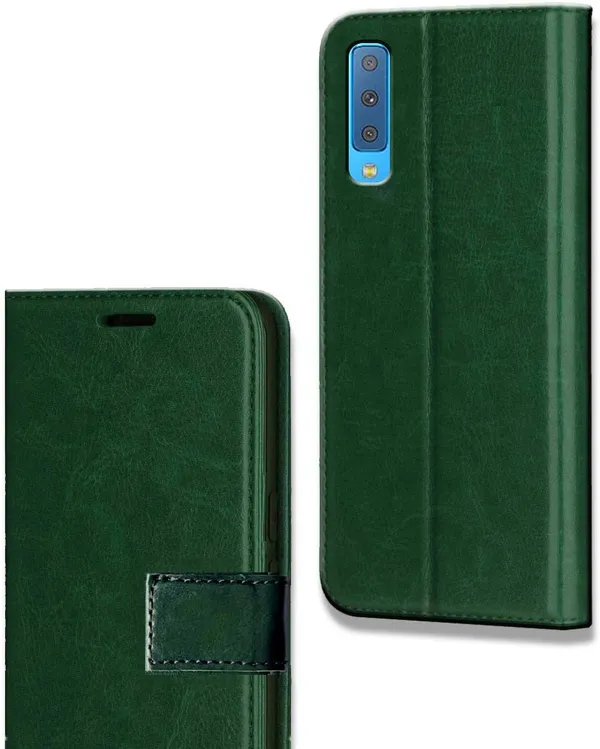 Green_Leather_Samsung_Galaxy_A7_2018_Edition_Flip_Cover