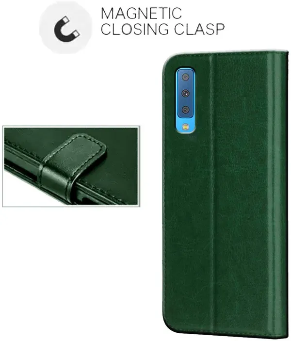 Green_Leather_Samsung_Galaxy_A7_2018_Edition_Flip_Cover