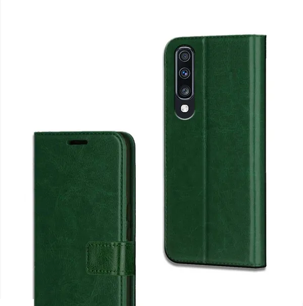 Green_Leather_Samsung_Galaxy_A70_Flip_Cover