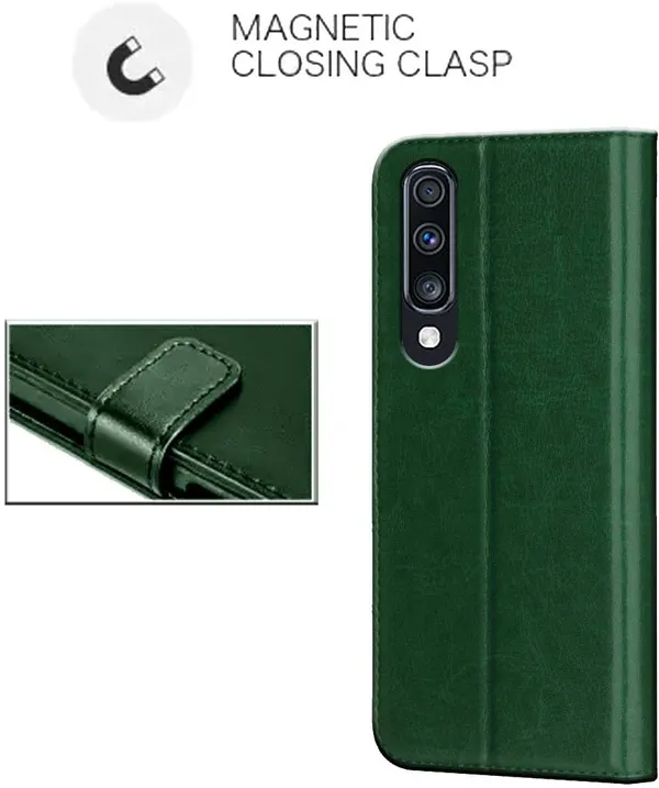Green_Leather_Samsung_Galaxy_A70_Flip_Cover