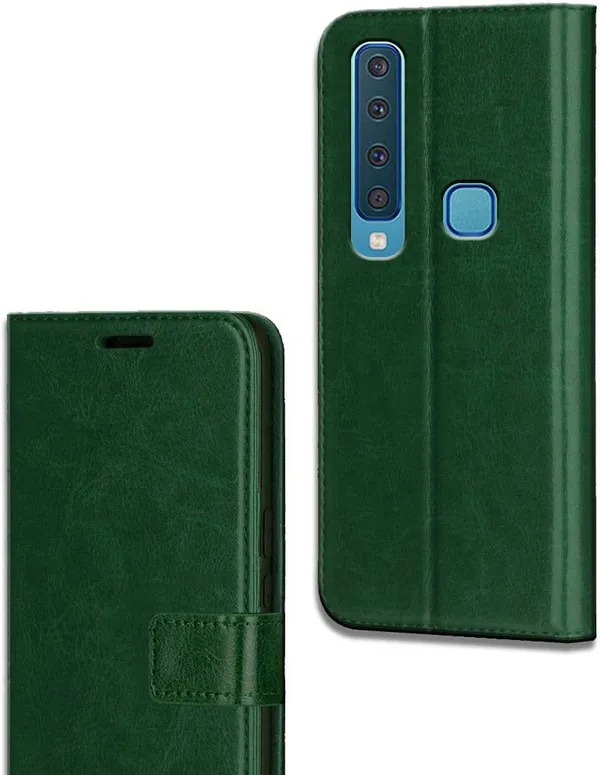 Green_Leather_Samung_Galaxy_A9_(2018)_Flip_Cover