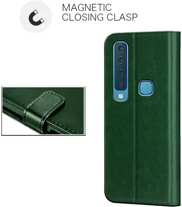 Green_Leather_Samung_Galaxy_A9_(2018)_Flip_Cover