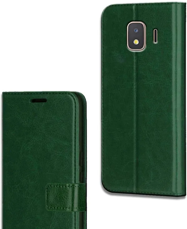 Green_Leather_Samsung_Galaxy_J2_Core_Flip_Cover