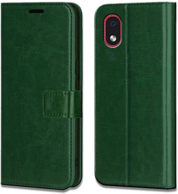 Green_Leather_Samsung_Galaxy_M01_Core_Flip_Cover