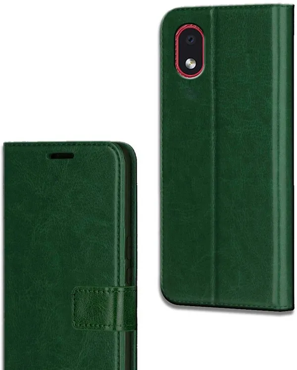Green_Leather_Samsung_Galaxy_M01_Core_Flip_Cover