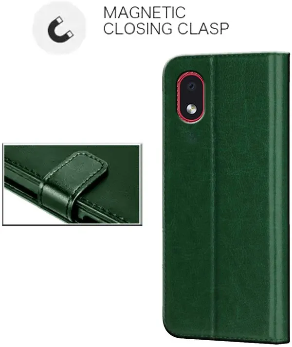 Green_Leather_Samsung_Galaxy_M01_Core_Flip_Cover