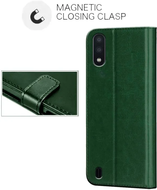 Green_Leather_Samsung_Galaxy_M01_Flip_Cover