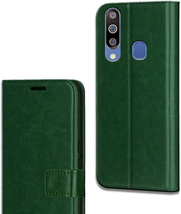 Green_Leather_Samsung_Galaxy_M30_Flip_Cover