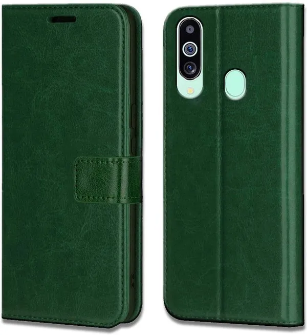 Green_Leather_Samsung_Galaxy_M40_Flip_Cover