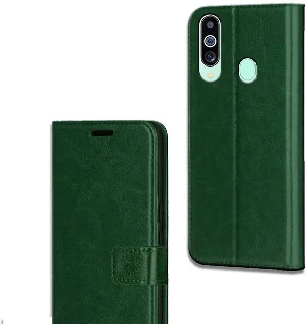 Green_Leather_Samsung_Galaxy_M40_Flip_Cover