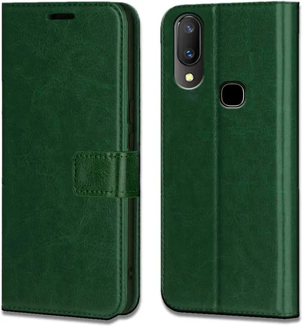 Green_Artificial_Leather_Vivo_V11_Flip_Cover