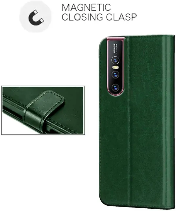 Green_Leather_Vivo_V15_Pro_Flip_Cover