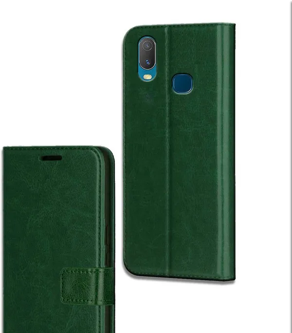 Green_Artificial_Leather_Vivo_Y11_Flip_Cover