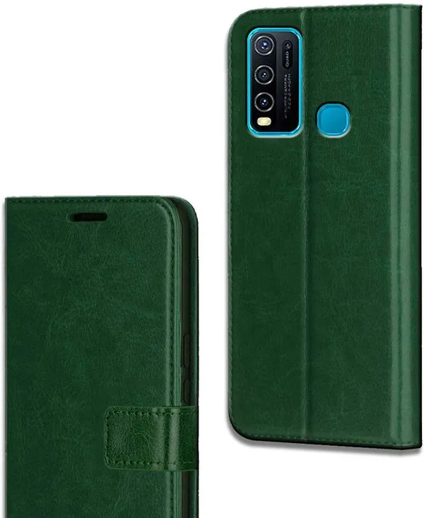 Green_Leather_Vivo_Y30_Flip_Cover