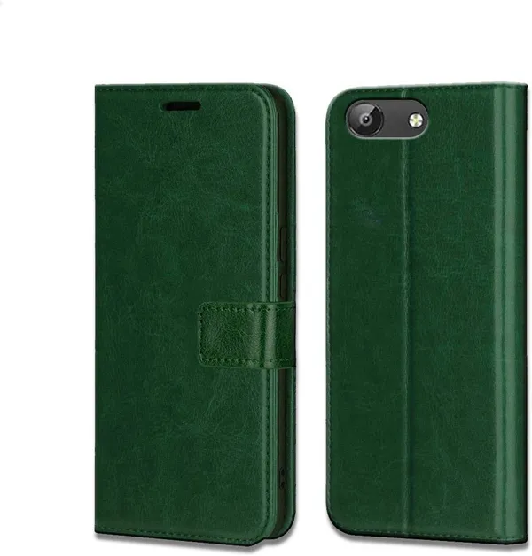 Green_Artificial_Leather_VIVO_Y69_Flip_Cover