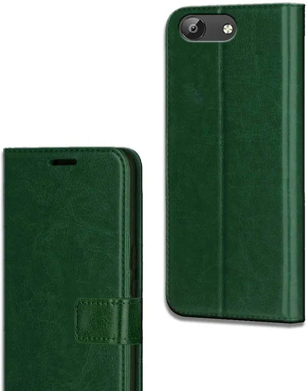 Green_Artificial_Leather_VIVO_Y69_Flip_Cover