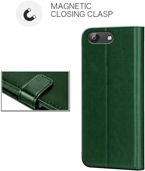 Green_Artificial_Leather_VIVO_Y69_Flip_Cover