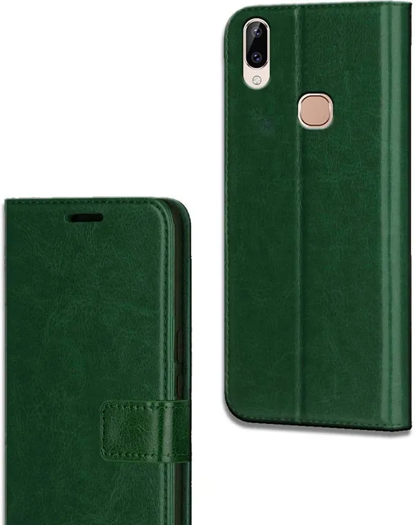 Green_Artificial_Leather_Vivo_Y83_Pro_Flip_Cover