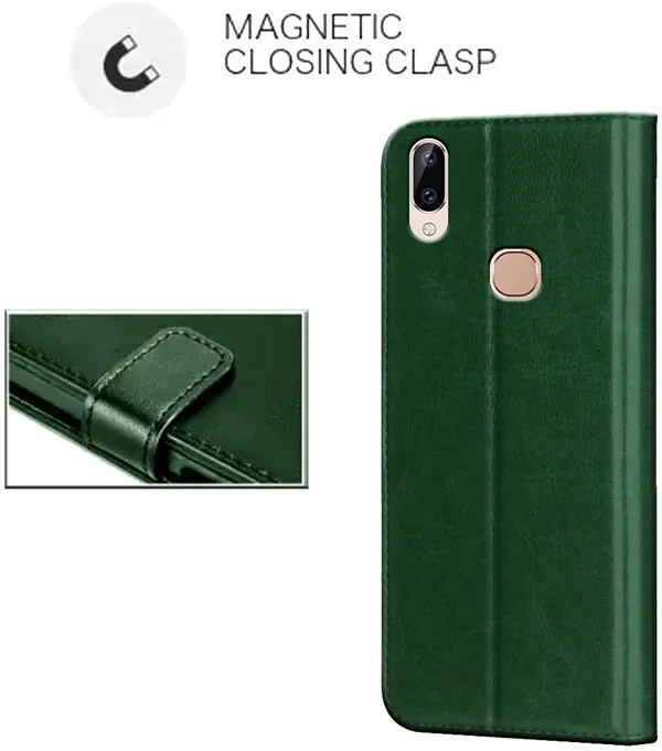 Green_Artificial_Leather_Vivo_Y83_Pro_Flip_Cover