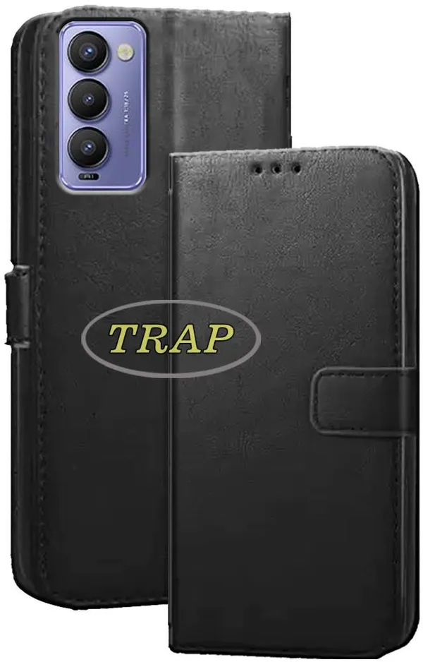 Black_Artificial_Leather_Tecno_Camon_18_Back_Cover