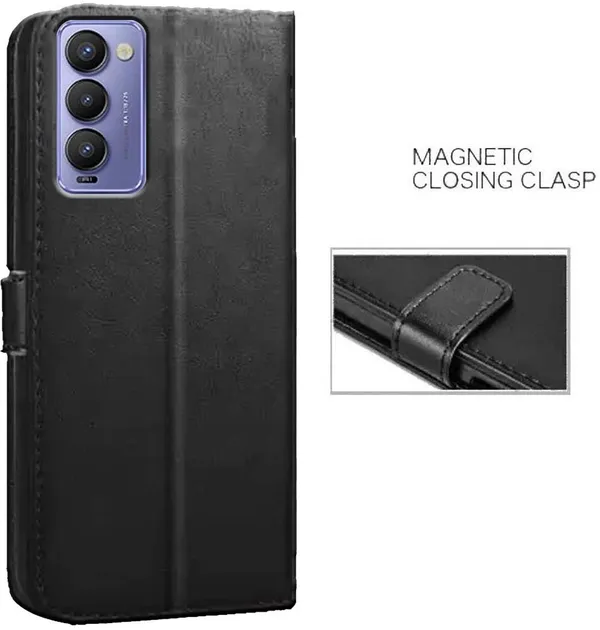 Black_Artificial_Leather_Tecno_Camon_18_Back_Cover