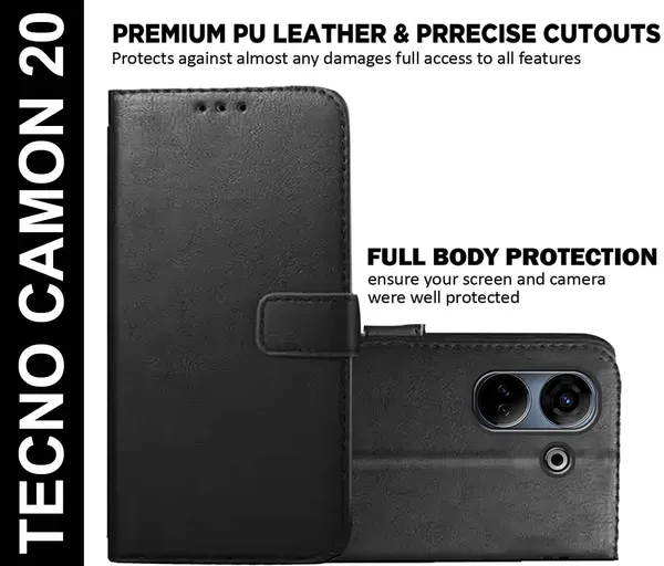 Black_Artificial_Leather_Tecno_Camon_20_Back_Cover