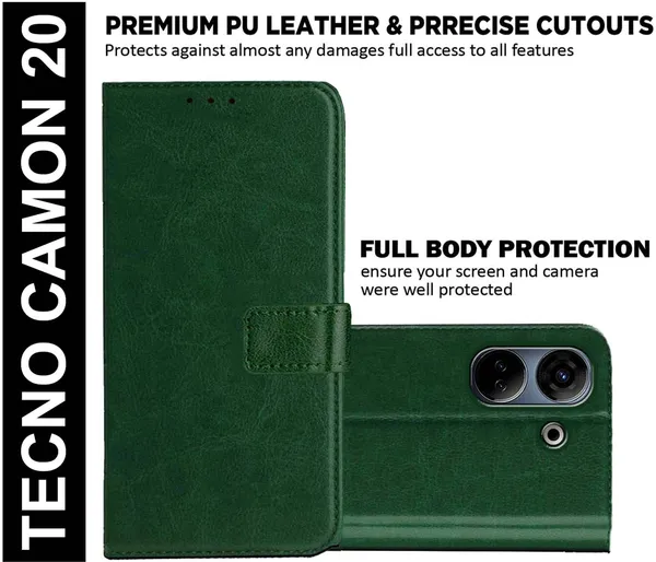 Green_Artificial_Leather_Tecno_Camon_20_Back_Cover