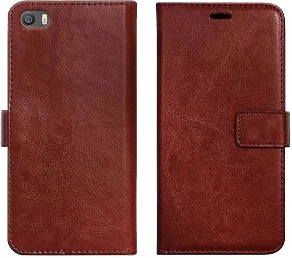 Brown_Leather_Mi_Redmi_5_Wallet_Case_Cover