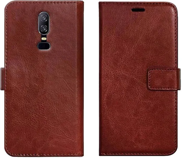 Brown_Leather_OnePlus_6_Wallet_Case_Cover