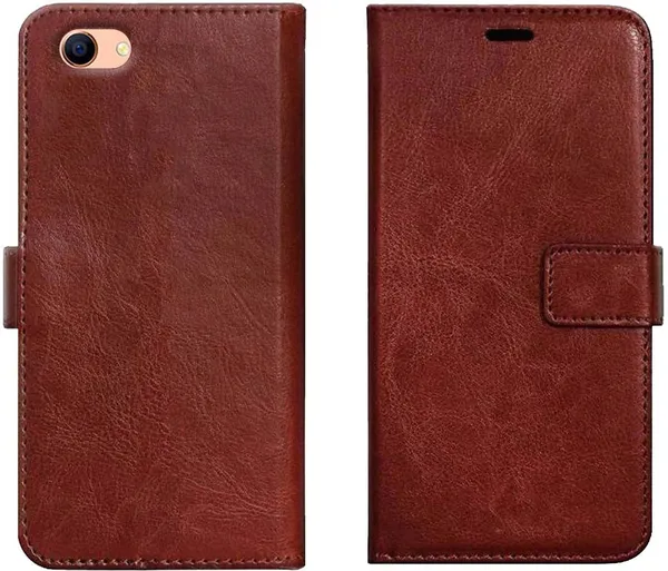 Brown_Leather_Oppo_A83_Wallet_Case_Cover