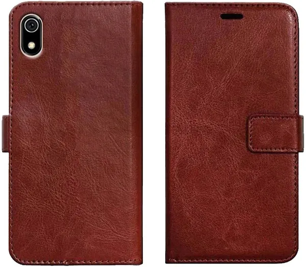 Brown_Leather_Redmi_Mi_7A_Wallet_Case_Cover