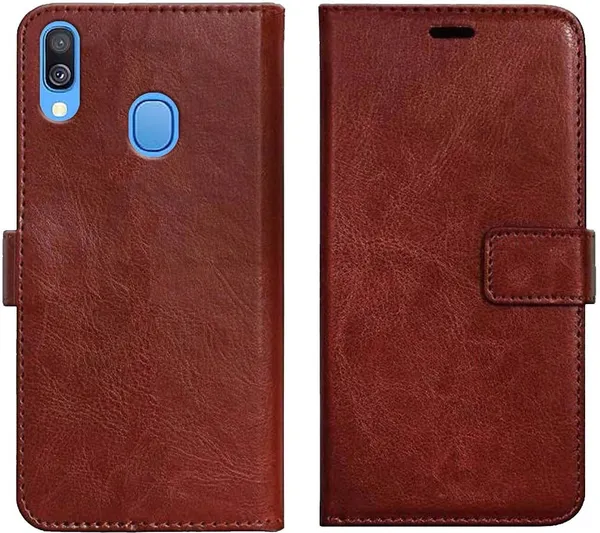 Brown_Leather_Samsung_A40_Wallet_Case_Cover
