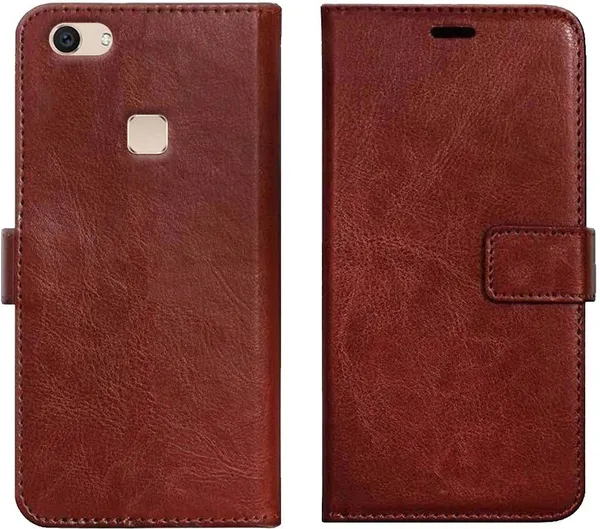 Brown_Leather_VIVO_V7_Wallet_Case_Cover