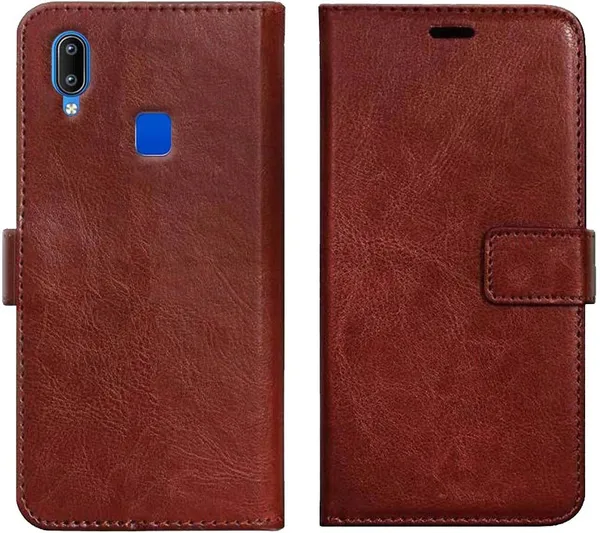 Brown_Leather_Vivo_Y95_Wallet_Case_Cover